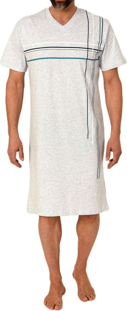 Normann Herren kurzarm Nachthemd mit eleganten Frontprint - Produktbild 