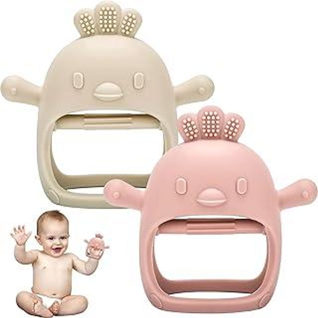 Beißring Baby, 2 Stück Spielzeug 0 3 6 9 12 Monate, Zahnungshilfe Baby ab 3 Monate, Handschuh Beissring, Sensorisches Fäustling Beißspielzeug G...