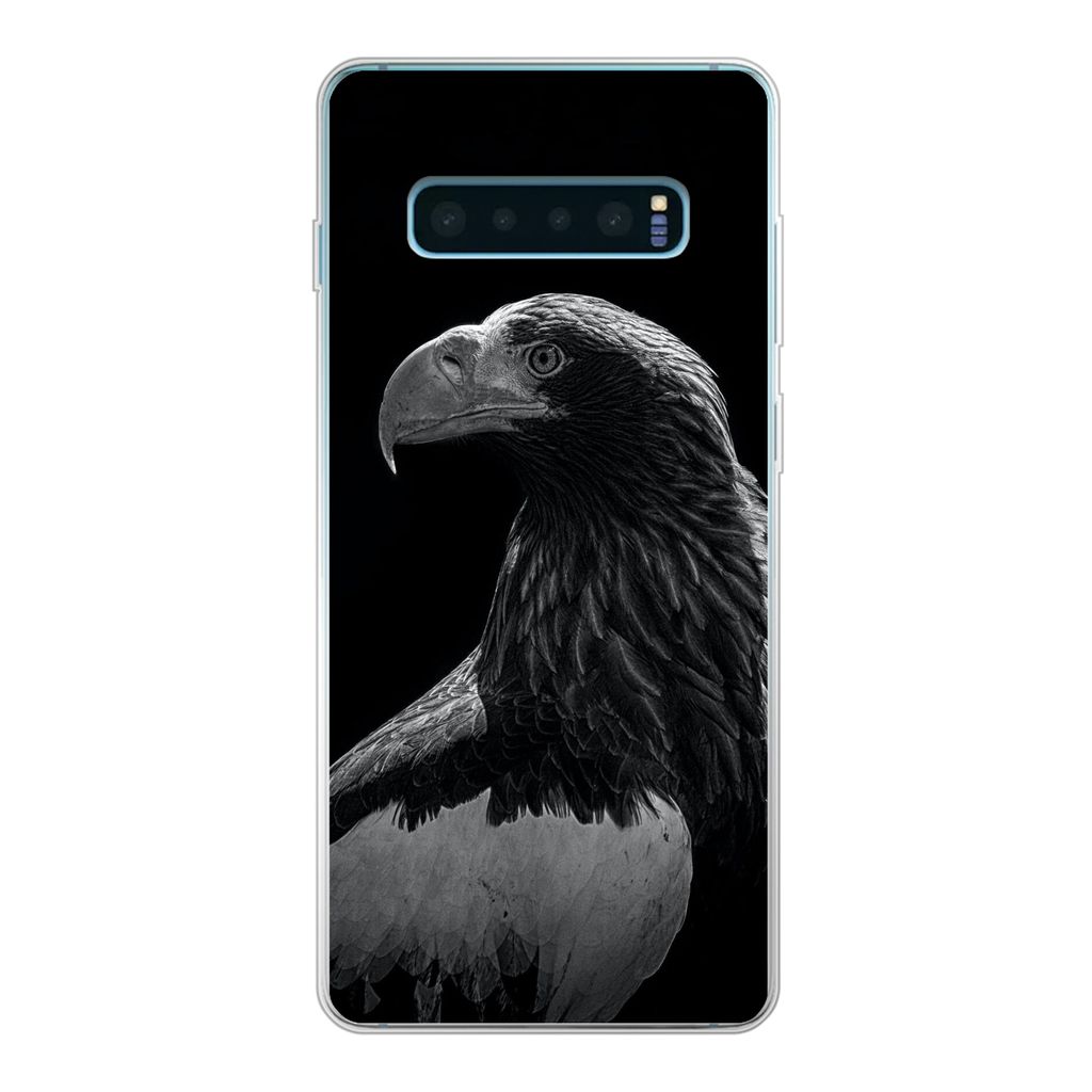 MuchoWow Handyhülle Schutzhülle Hülle für Samsung Galaxy S10 Plus Adler - Nahaufnahme - Schnabel Silikon Softcase Handy Hülle - Schutzhülle