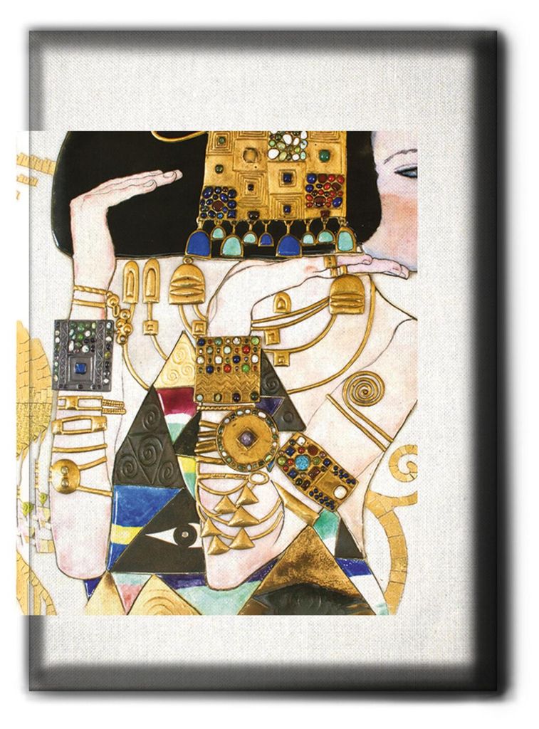Giallobus - Mosaik des Wartens - Gustav Klimt - 50L x 70W cm - Bild - Premium Loom Canvas mit hoher Dicke