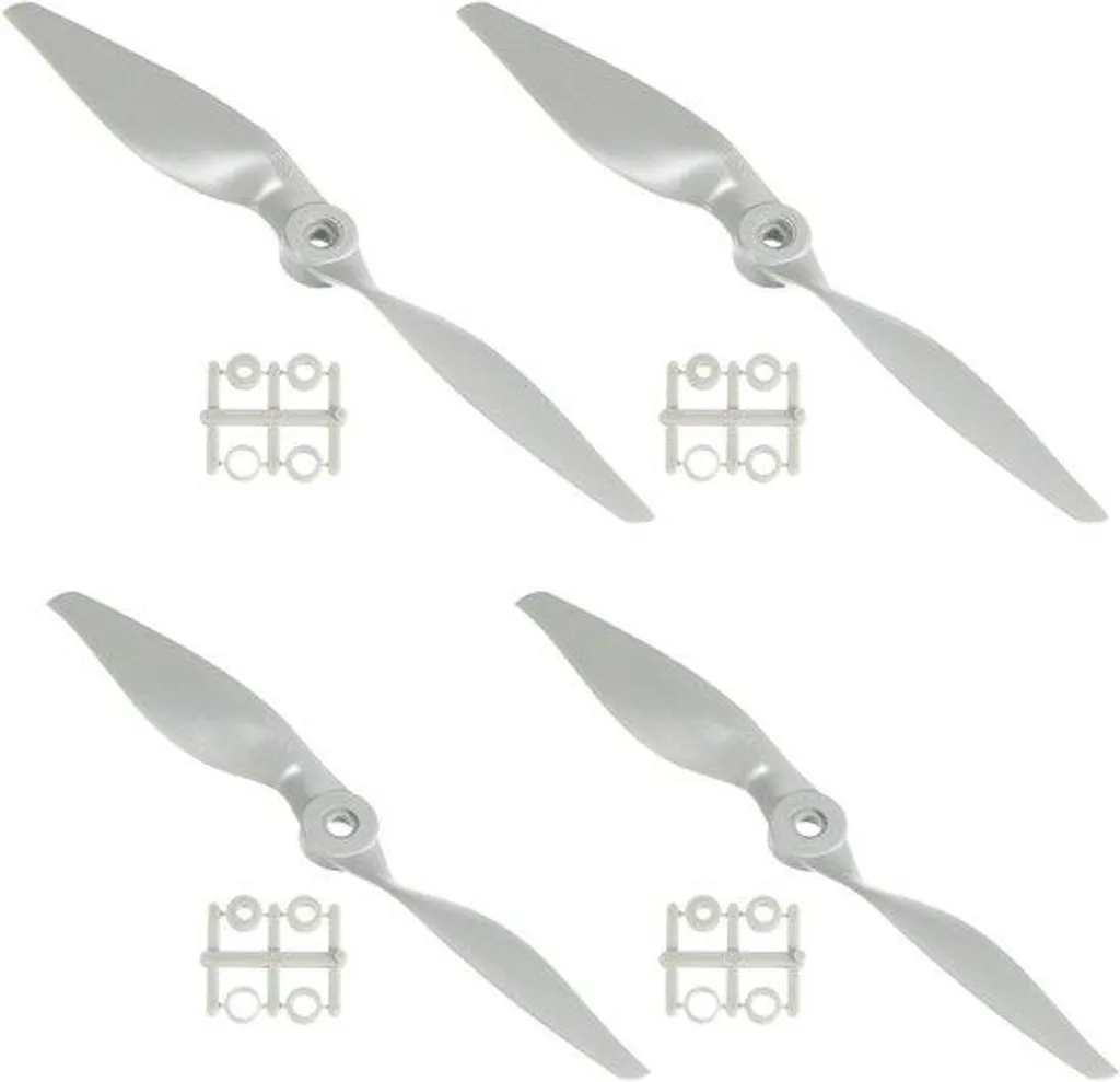 Lot de 4 hélices d'avion RC 8x6 et 9x6 pouces grises pour aéromodélisme