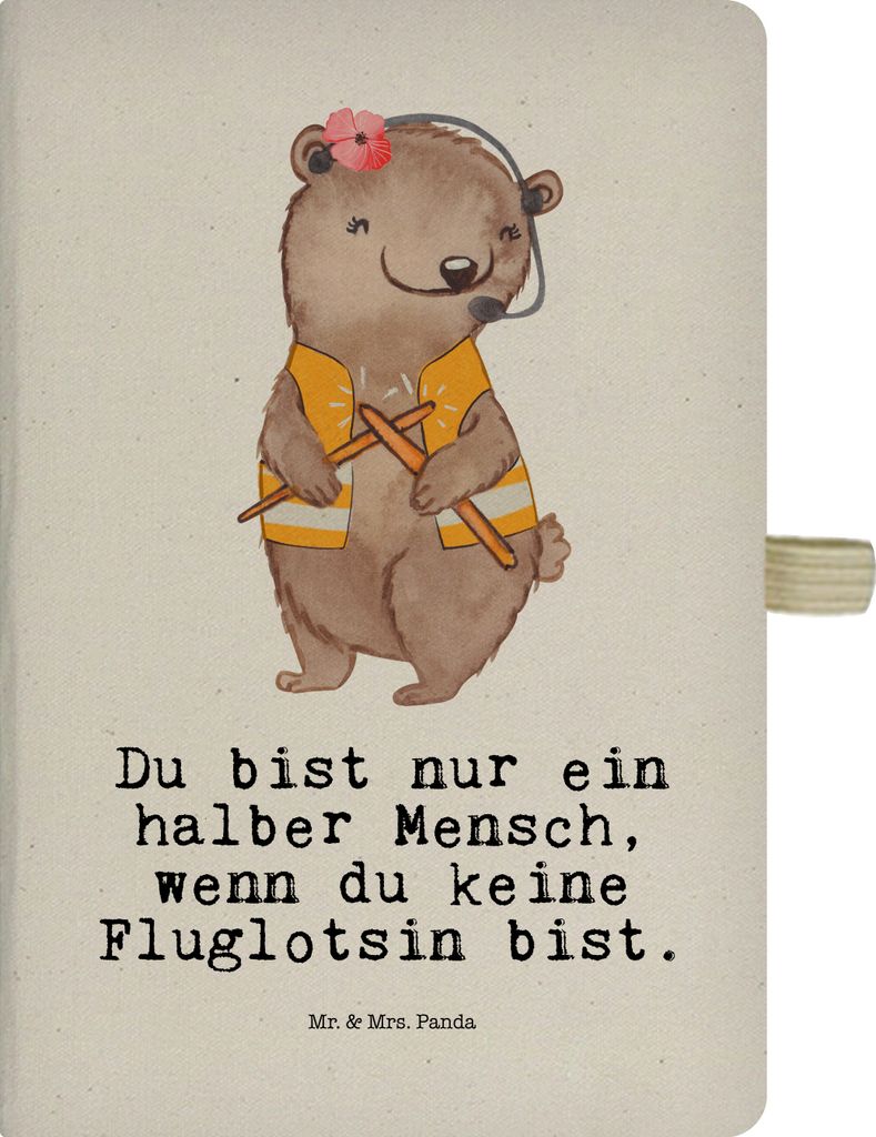 Mr. & Mrs. Panda notizbuch Fluglotsin Herz - Transparent - Geschenk, Adressbuch, Kladde, Lustig, Flugsicherung, Ausbildung, Tagebuch, Journal, Jubi...