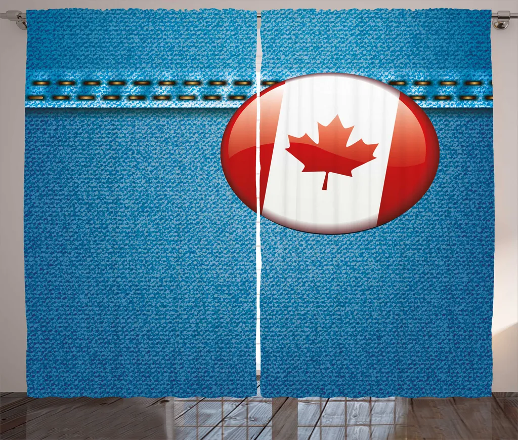 ABAKUHAUS Canada Rideau Rustique à Fronces Marine et Vermillon 280x225cm