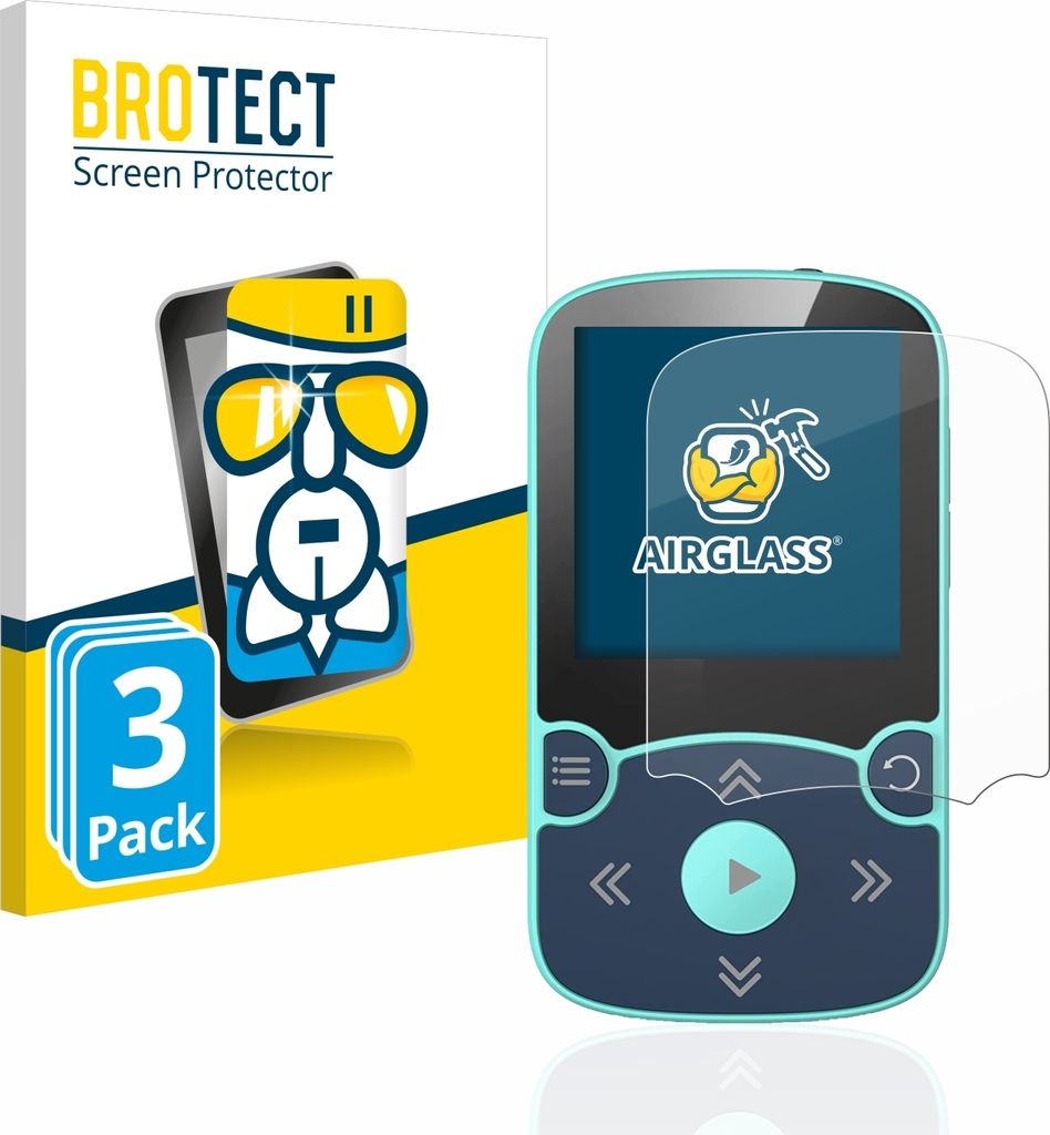 3x BROTECT Schutzglas für AGPtek A65X MP3 Player with clip Schutzfolie Panzer Folie Glas Display Schutz klar