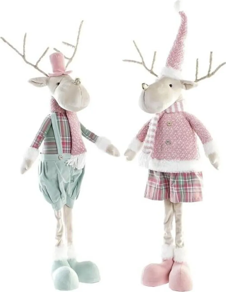 Figurines de Renne de Noël en tissu 60cm - Décoration d'hiver lot de 2