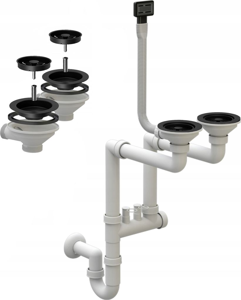 Manueller rechteckiger Siphon Zweikammer-Siphon Schwarz