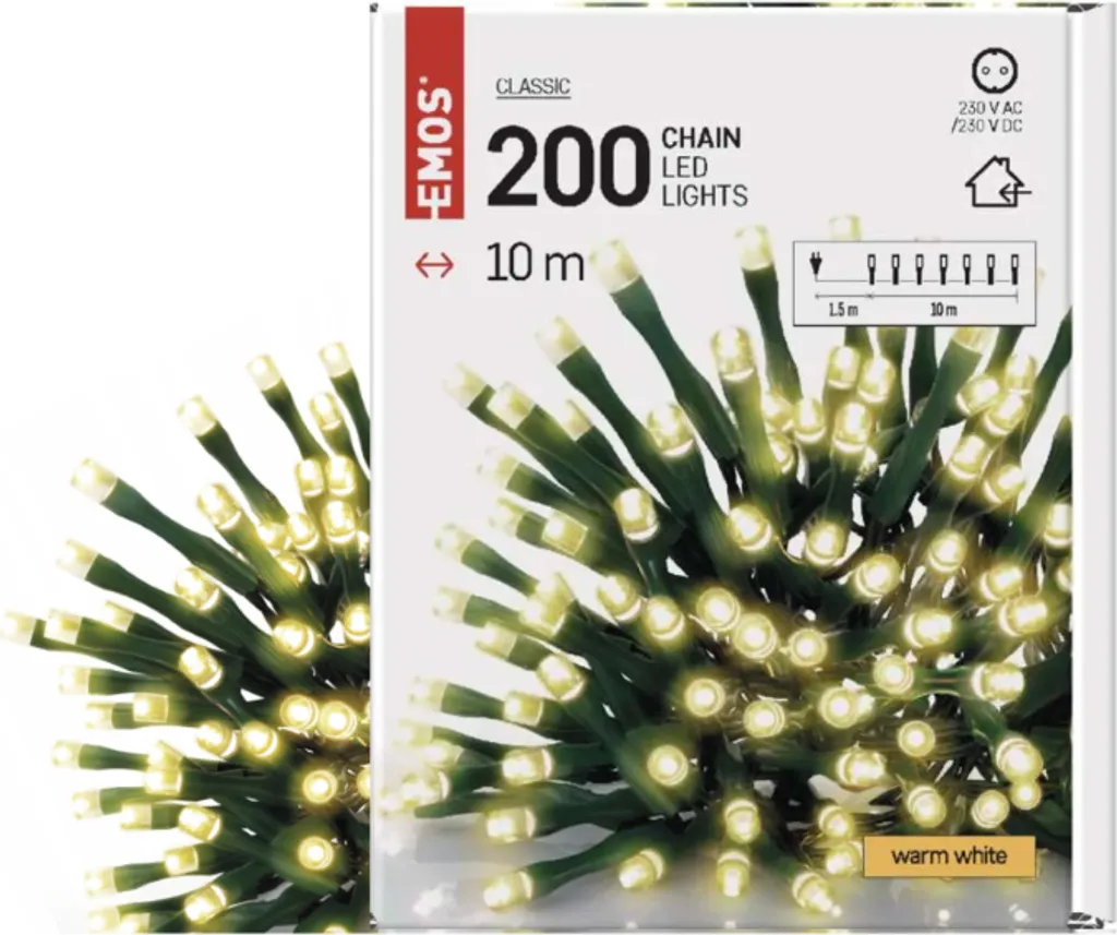 Guirlande Sapin de Noël 10M 200 LED Blanc Chaud - Illumination Étanche
