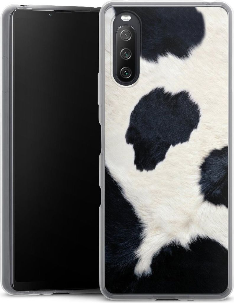 DeinDesign Slim Hülle für Sony Xperia 10 III Silikon Case Ultra Dünn Handyhülle Animal-Look Animalprint Kuhfell