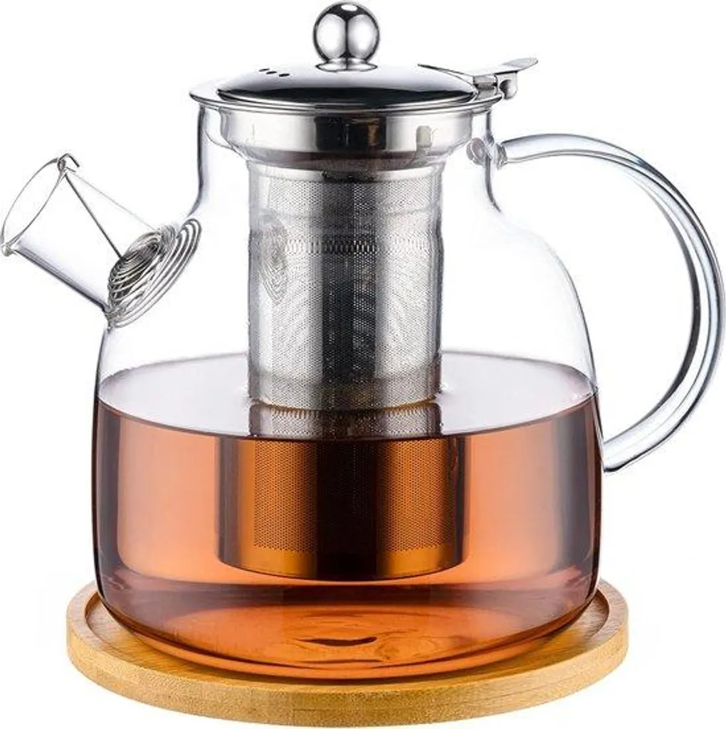 Cafetière en verre borosilicate 1,5L avec filtre inox haute précision