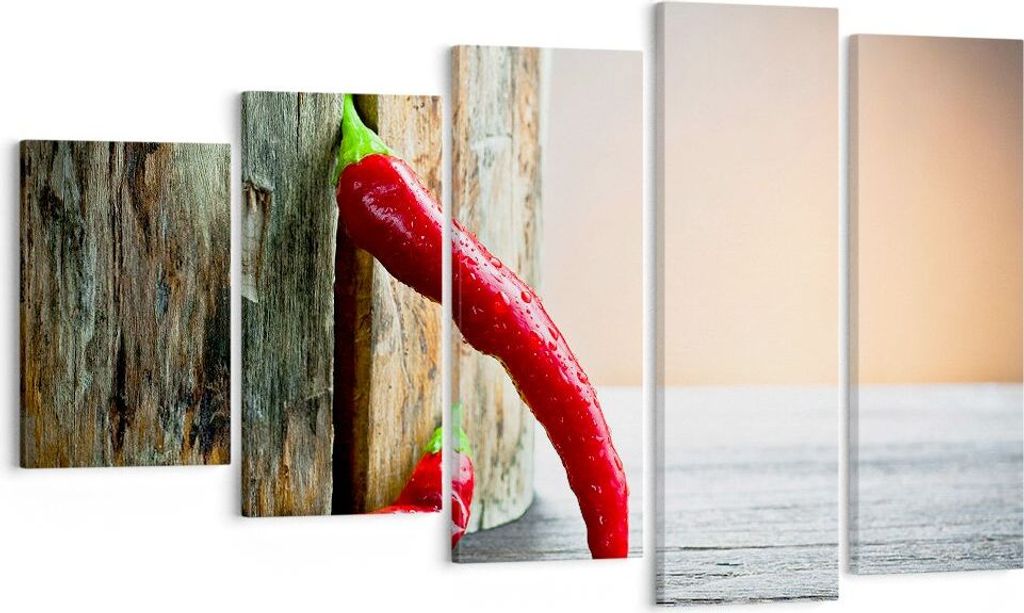 Bild auf Leinwand - Leinwandbild - Chili Gewürz Gemüse - 100x60cm - Wand Bild - Wanddeko - Leinwanddruck - Bilder - Kunstdruck - Wanddekoration -...