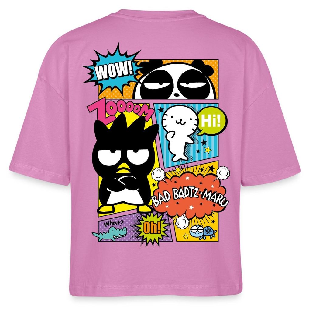 Spreadshirt Bad Badtz-Maru Mit Freunden Im Comic Stil Boxy Shirt Damen, L, Pink