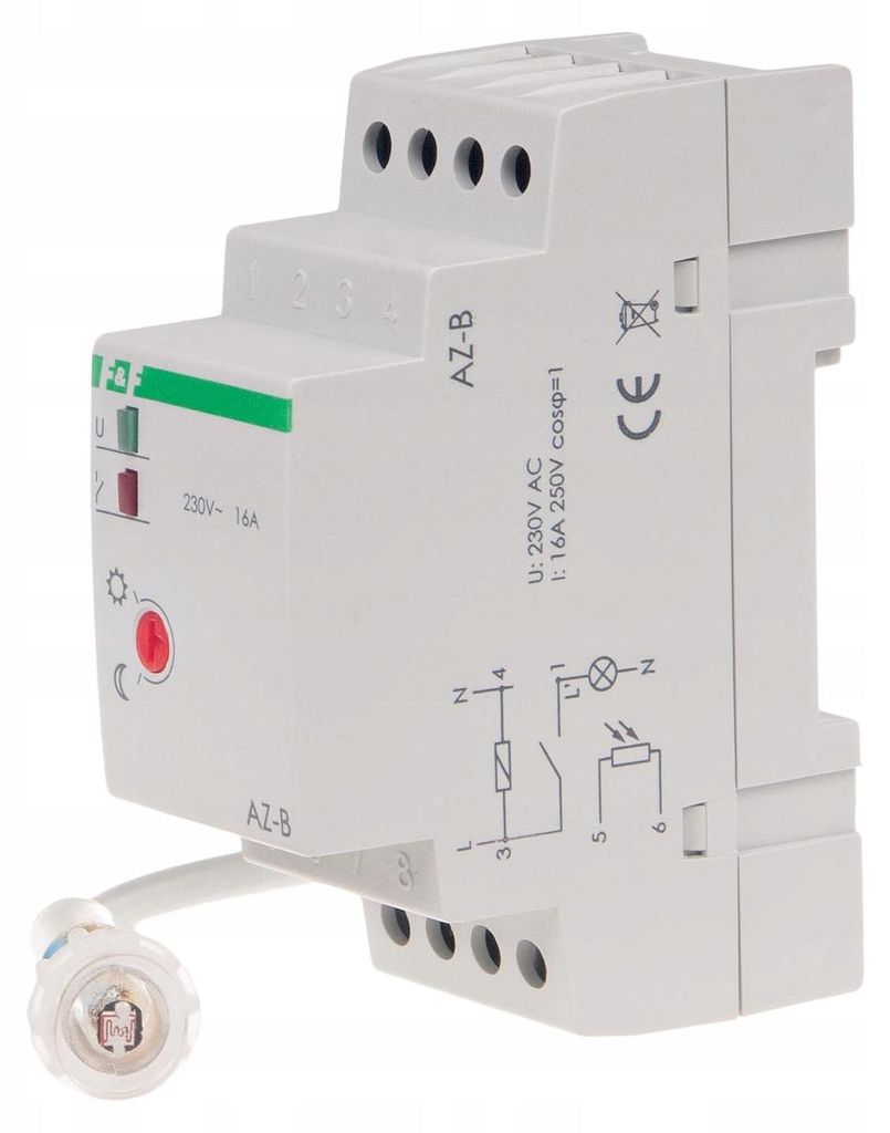 F&F | Dämmerungsschalter AZ-B 16A - Schwarz - IP20 - Energiesparend und Wetterfest
