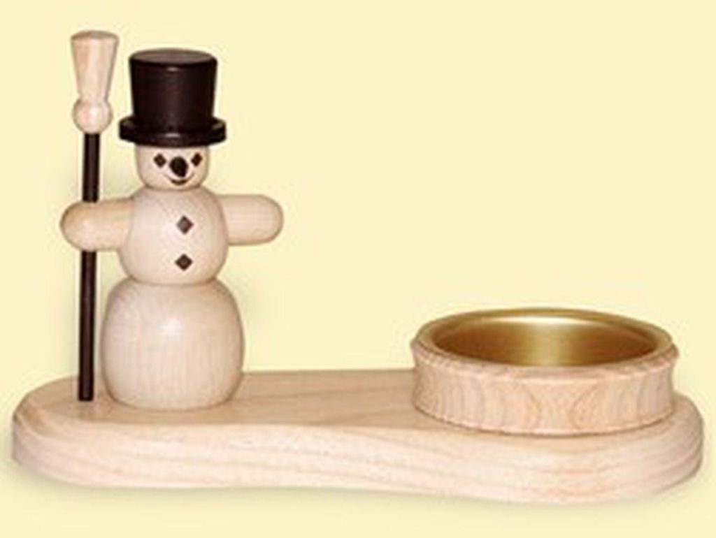 Kerzenhalter Schneemann natur mit Teelicht Höhe=8cm NEU