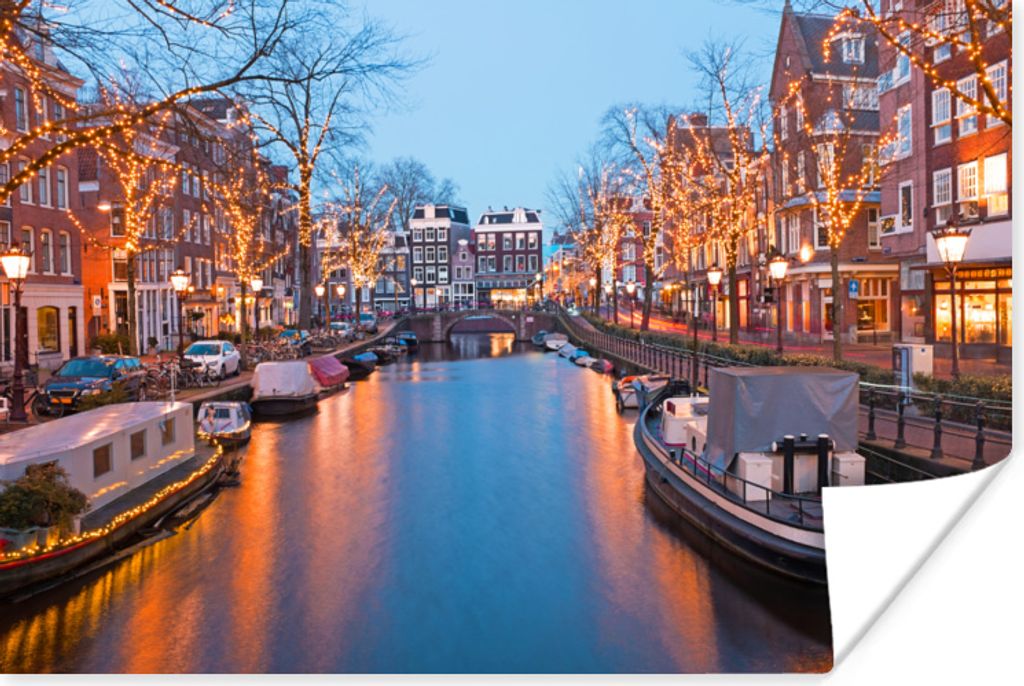 MuchoWow Poster Weihnachten - Amsterdam - Wasser 60x40 cm - Schlafzimmerdekoration