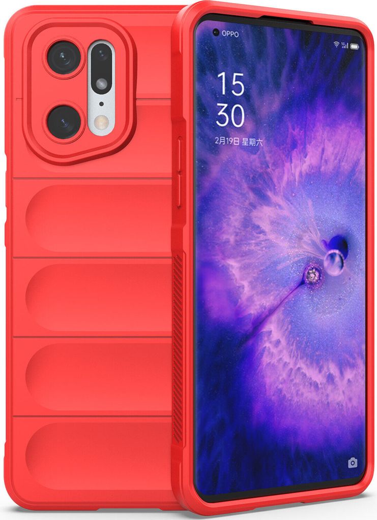 OPPO Find X5 Pro Hülle, Weich TPU Silikon Stossfest Anti-rutsch Schutzhülle für OPPO Find X5 Pro Rot