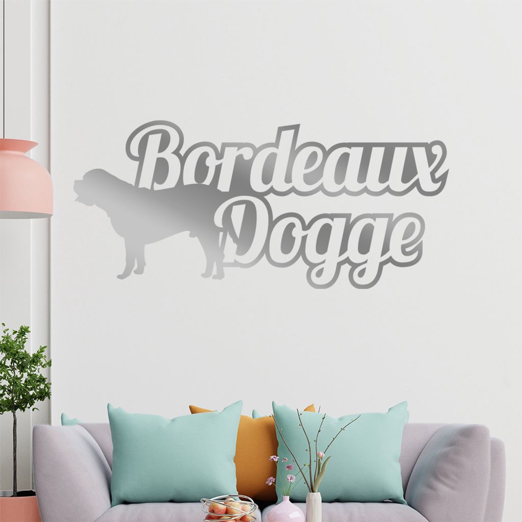 KIWISTAR Bordeaux Dogge mit Namen Schrift Wandtattoo in 6 Größen - Wandaufkleber Wall Sticker - Dekoration, Küche, Wohnzimmer, Schlafzimmer, Bad...