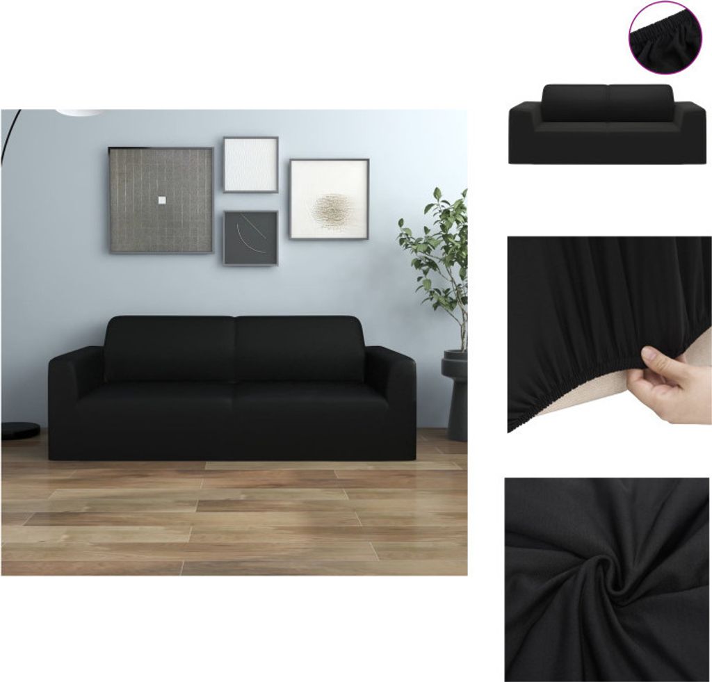 vidaXL Stretch Sofahusse 2-Sitzer Schwarz Polyester-Jersey - Hussen