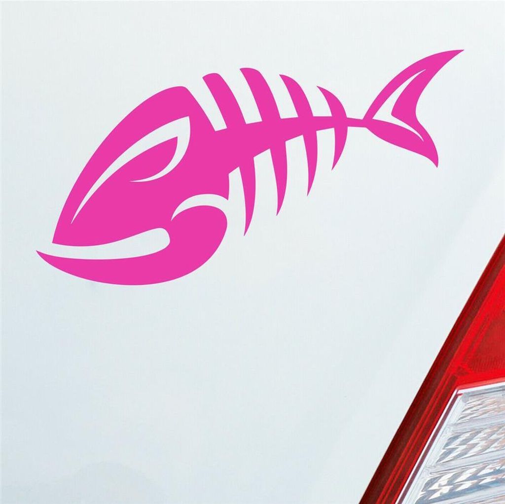 Auto Aufkleber Fisch Gräte Kräte Tuning 12x7 cm Pink Sticker Heckscheibenaufkleber