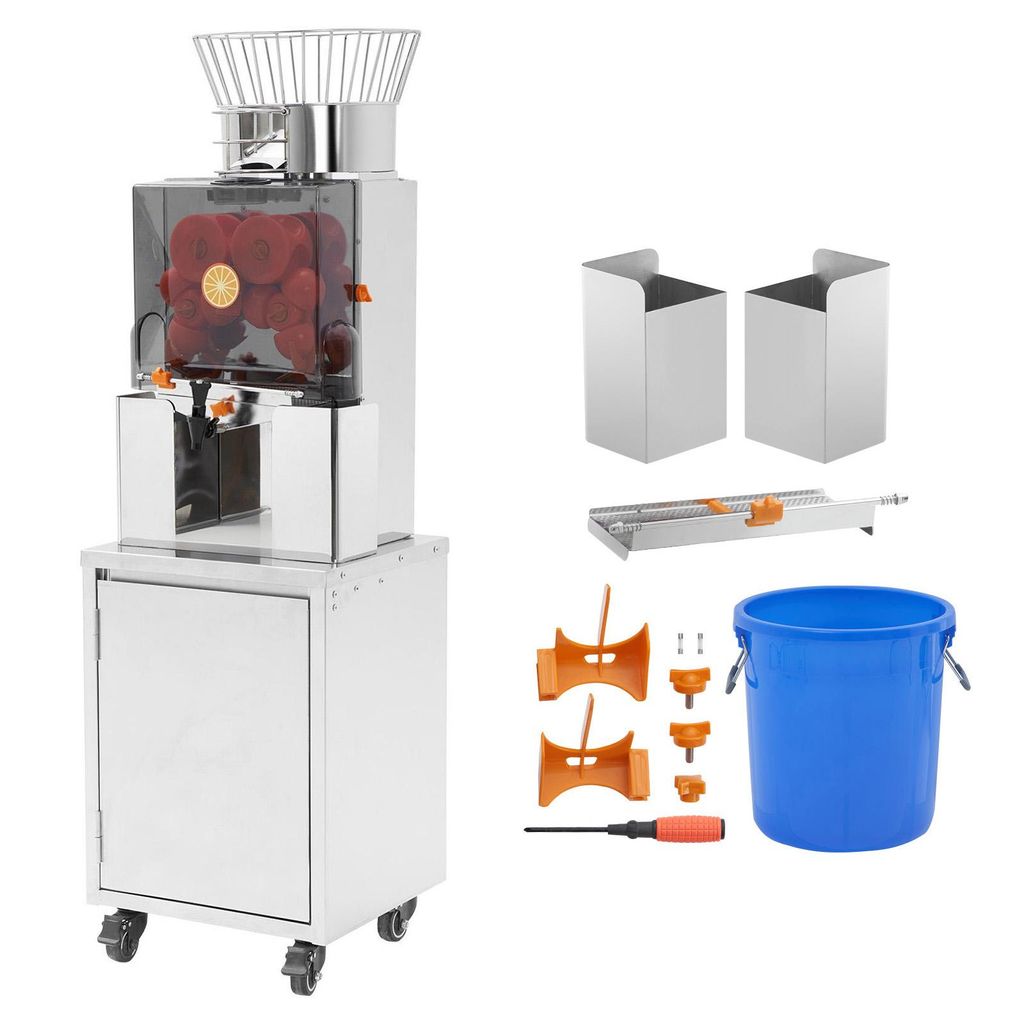Kommerzielle Orangenpresse von SucceBuy, 120 W automatischer Entsafter mit Wasserhahn, Edelstahlmaschine für 25 Orangen/Minute, inkl. herausziehba...