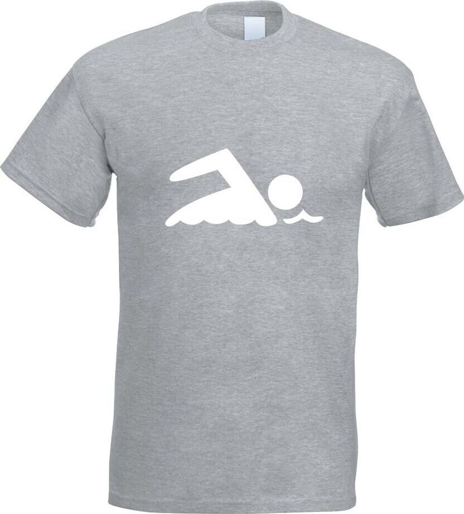 Kiwistar - T-Shirt - Graumeliert - Schwimmer Motiv Bedruckt Funshirt Design Print - mit Motiv Bedruckt - Funshirt Design - Sport - Freizeit - Herre...