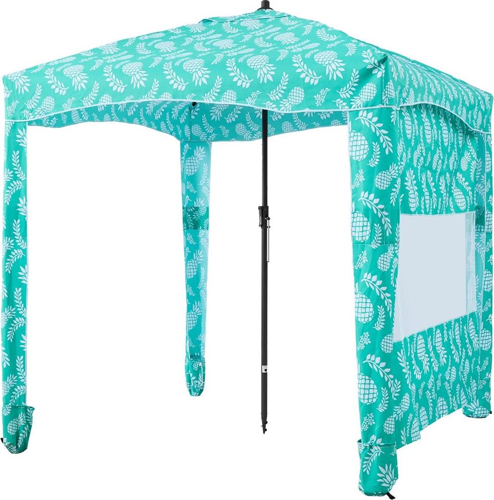 Beach Cabana, 1.83 x 1.83 m Beach Canopy with Side Wall, UPF 50+ Protection Easy Setup Cabana Tent with Sand Pockets, Large Portable Shade Sun Shel...