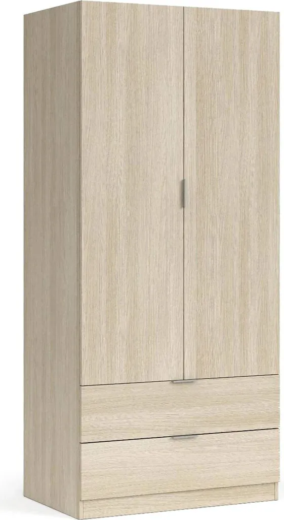 Penderie 2 Portes Chêne Marron 82x180 cm avec Espace Porte-Manteaux