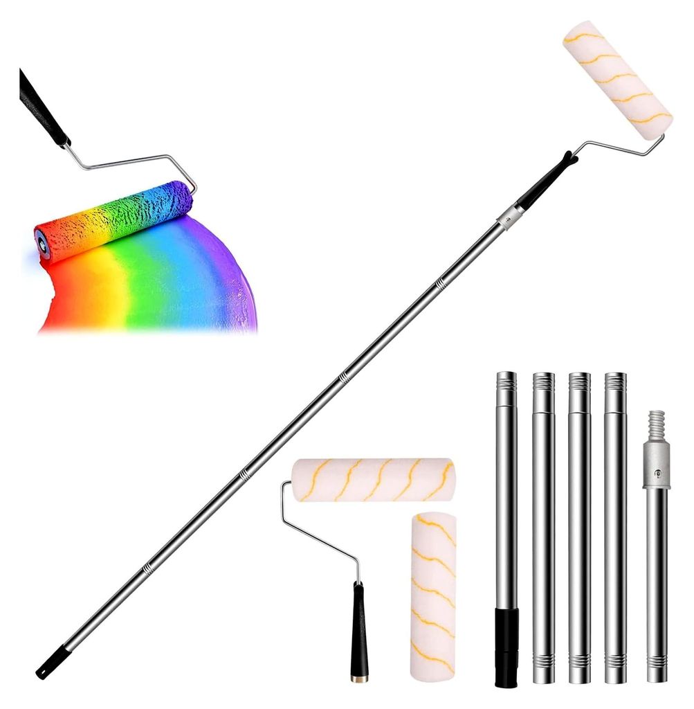 Farbroller-Set mit 9-Zoll-Bürste und abnehmbarem Edelstahlgriff, multifunktionales Wandmalwerkzeug für den Haushalt