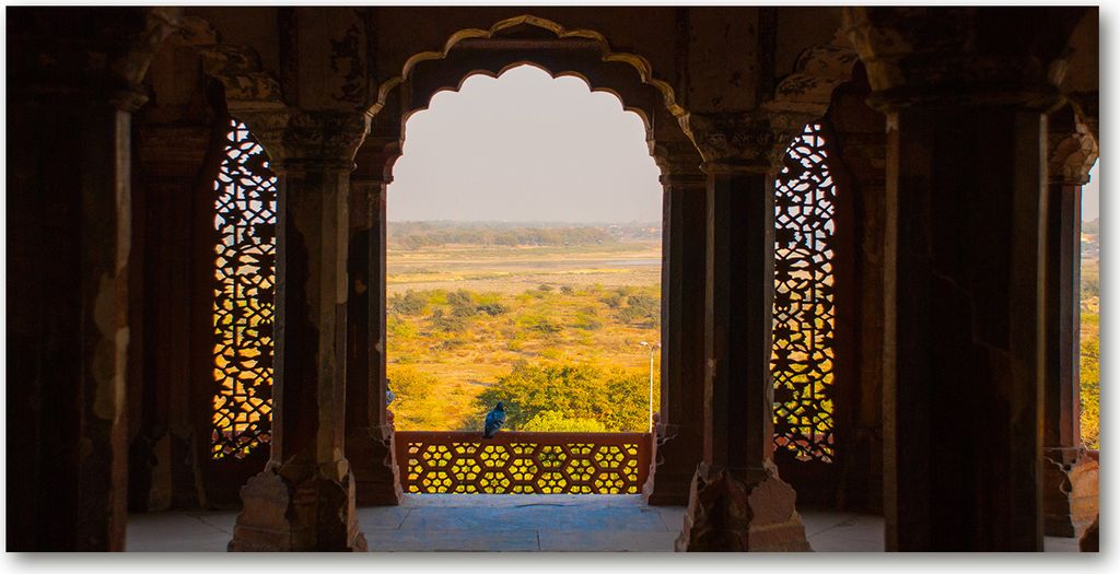 Tulup Leinwandbild - 120x60 cm - Wandkunst - Drucke auf Leinwand - Leinwanddruck - Sehenswürdigkeiten & Architektur - Gelb - Fort Agra Indien