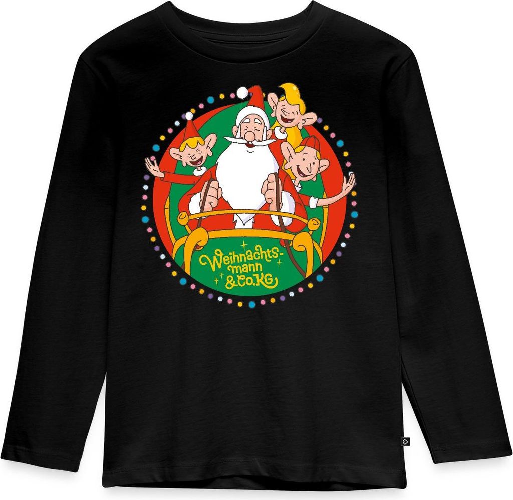 Spreadshirt Weihnachtsmann & Co. KG Logo Kinder Premium Langarmshirt, 110/116 (4 Jahre), Schwarz