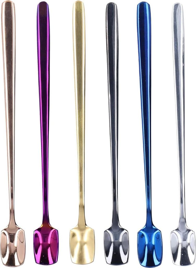 Dessertlöffel 6 Stück Edelstahl Mischlöffel Langer Griff Verdickter Kaffeelöffel Set - Für Dessert Eis - 15cm