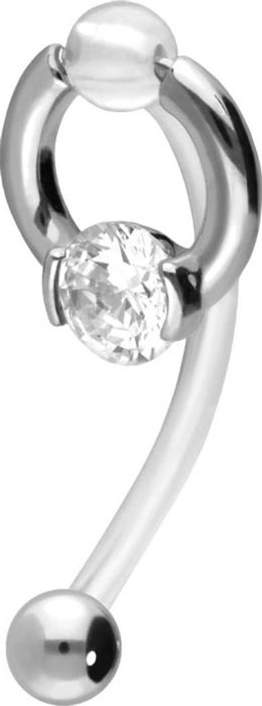 Bauchnabelpiercing PMFK Bananabell mit Chirurgenstahl-Design RING + 5 mm KRISTALL