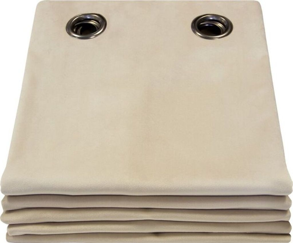 MOONDREAM Akustikvorhang 3in1 | Lärmschutz | Thermoisolierung | 100% Verdunkelung | Patentierte Technologie | EU | Samt | Ösen | Beige MC15 | 13...