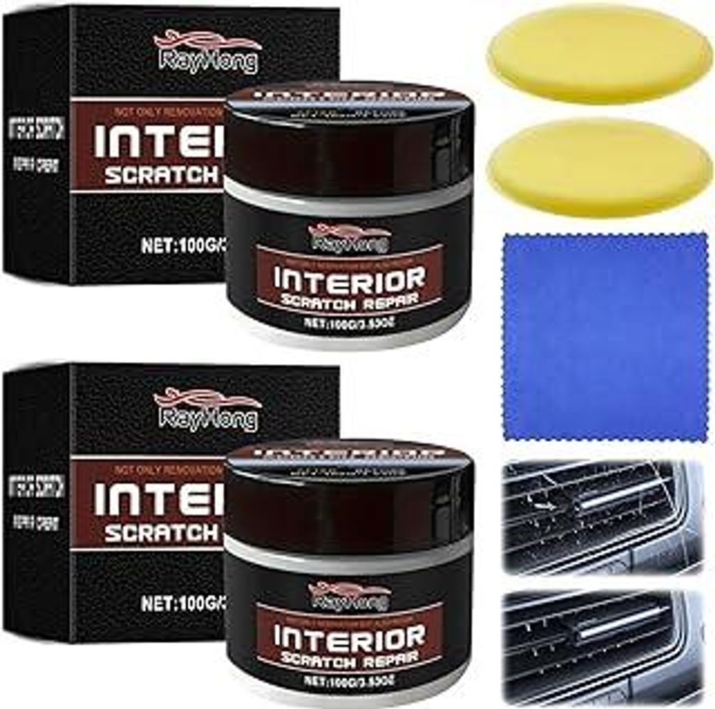 Auto Kunststoff Kratzer Entfernen 2 Stück 100g Auto-Armaturenbrett-Restauration mit 2 Schwämmchen und 1 Handtuch, Armaturenbrett Reparaturset mit...