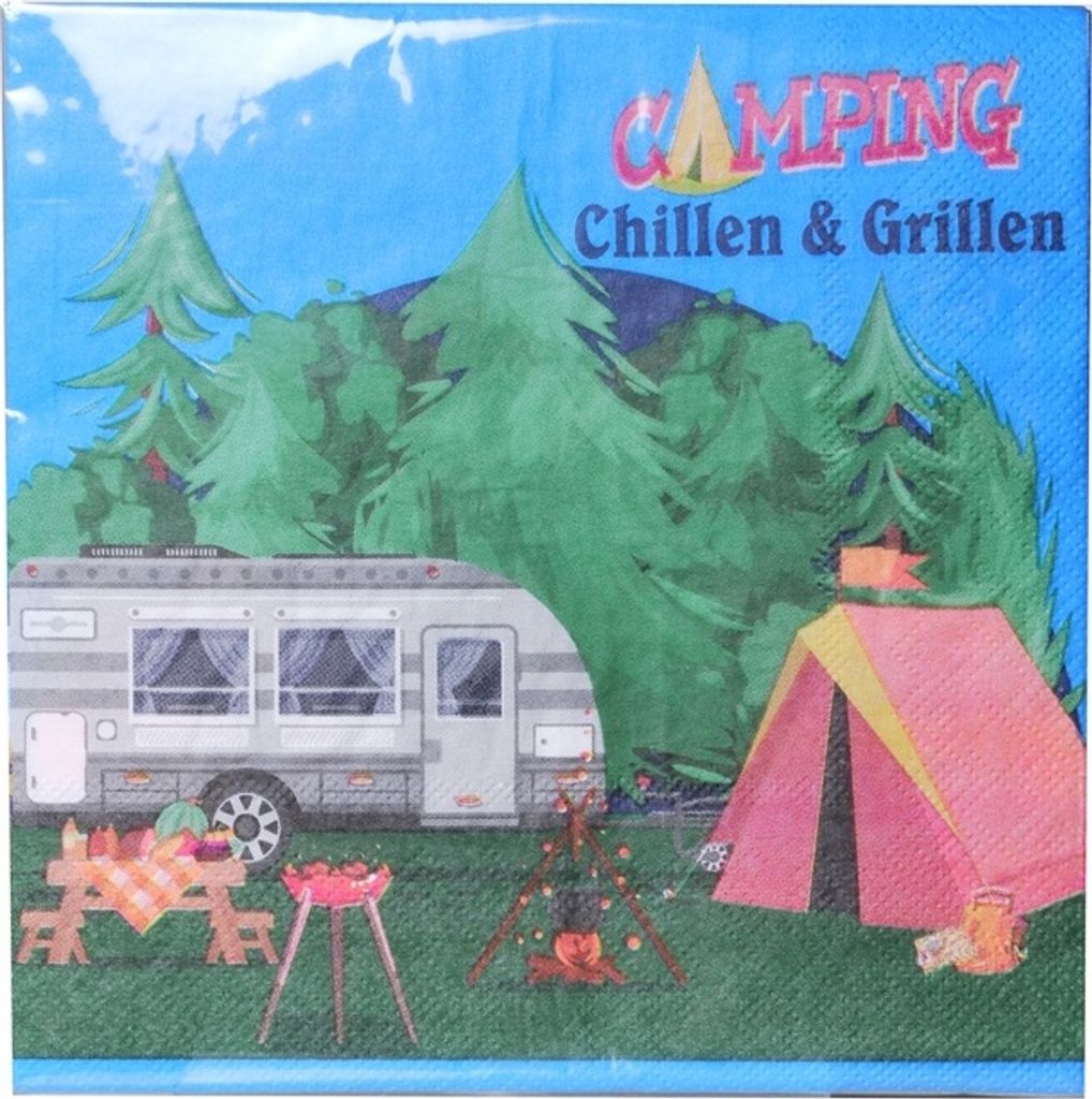 20 Servietten Camping Wohnwagen 2-lagig, 33x33cm Produktbild 