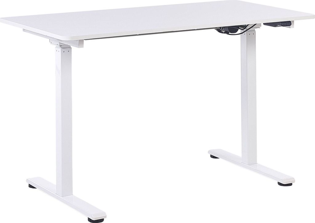 BELIANI Schreibtisch Weiß Faserplatte 120 x 60 cm Elektrisch Höhenverstellbar Rechteckig Metallgestell Industriell Modern Büro Jugendzimmer Wohn...