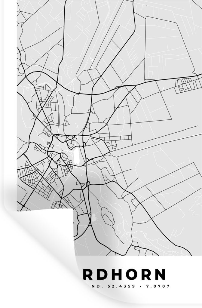 MuchoWow Wandtattoo Wandsticker Wandaufkleber Deutschland - Nordhorn - Karte - Stadtplan - Karte 20x30 cm Selbstklebend und Repositionierbar - St...