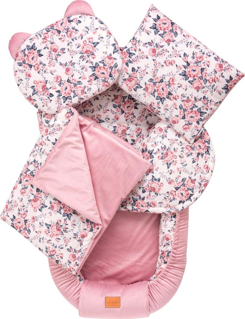 Roses & Smokey Pink Soft Velvet 5-teiliges Set XXL Babynest Produktbild 