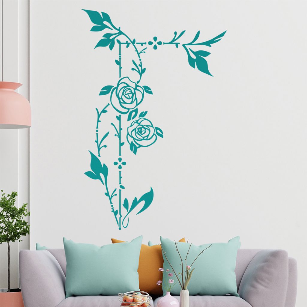 Rosenranke - Linien Wandtattoo in 6 Größen - Wandaufkleber Wall Sticker - Dekoration, Küche, Wohnzimmer, Schlafzimmer, Badezimmer