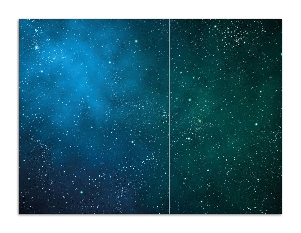 Wallario Herdabdeckplatte aus Glas, Größe 70 x 52 cm 2-teilig, Motiv Sternenhimmel - Milchstraße und Sterne bei Nacht