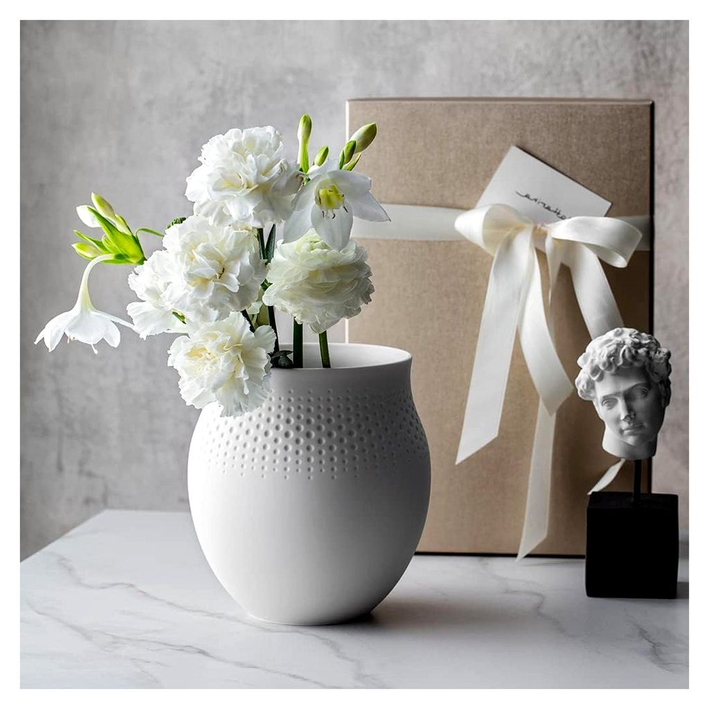 Villeroy und Boch Collier Blanc Vase Perle No. 1, 16,5 x 16,5 x 17,5 cm, Premium Porzellan, Weiß