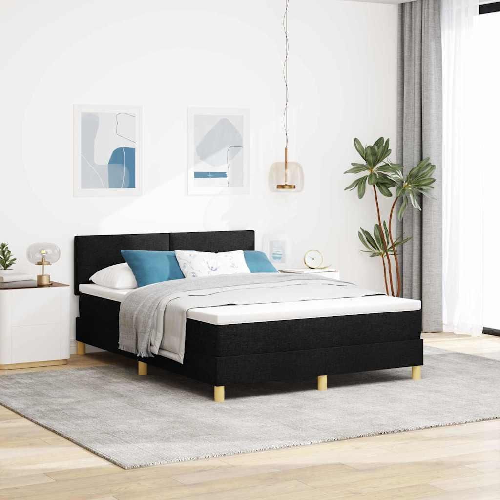 Maison Exclusive - Boxspringbett mit Kissen Schwarz 160 x 200 cm Stoff