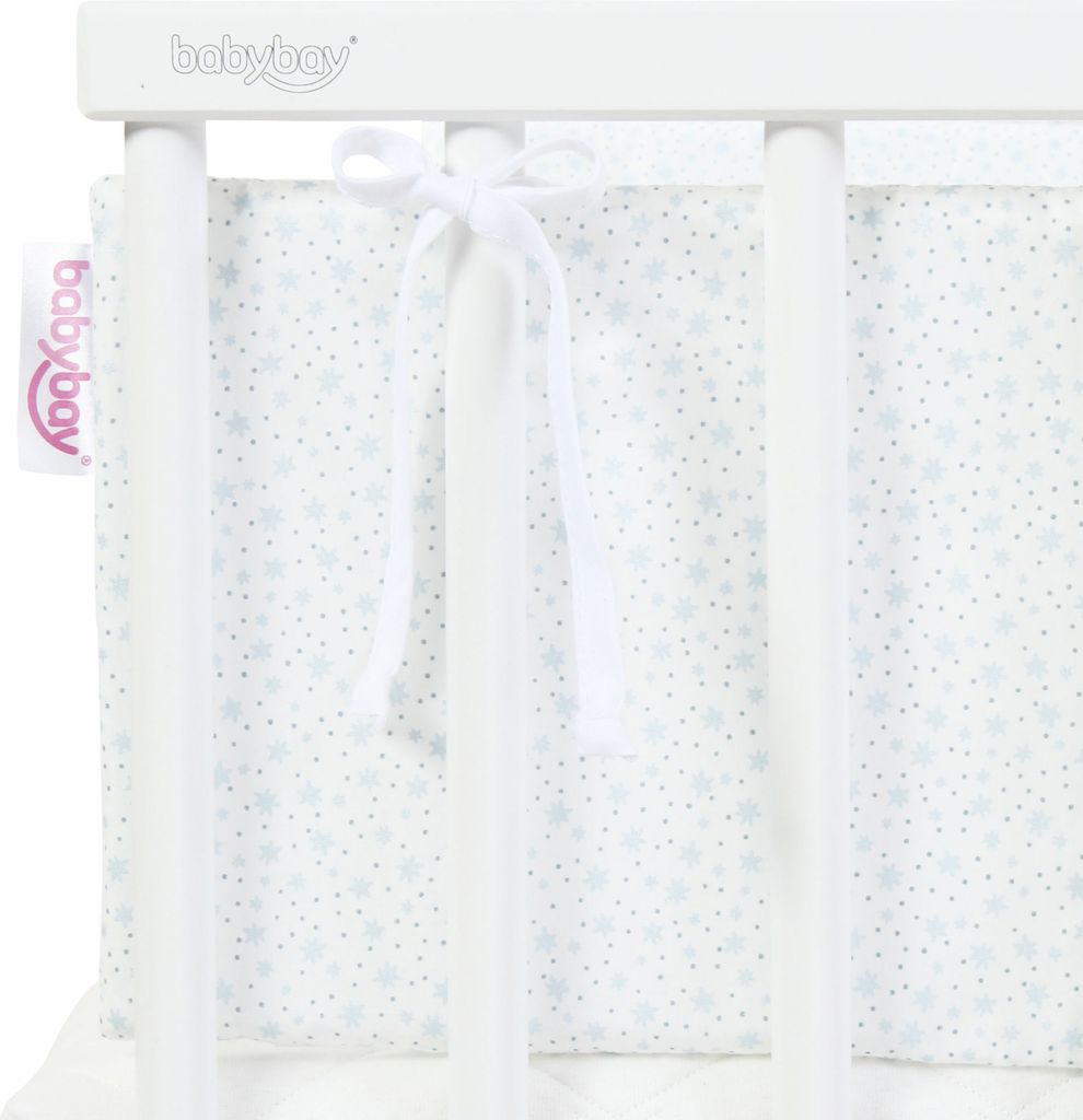 babybay Nestchen Organic Baumwolle passend für Modell Boxspring XXL, weiß Glitzersterne diamantblau
