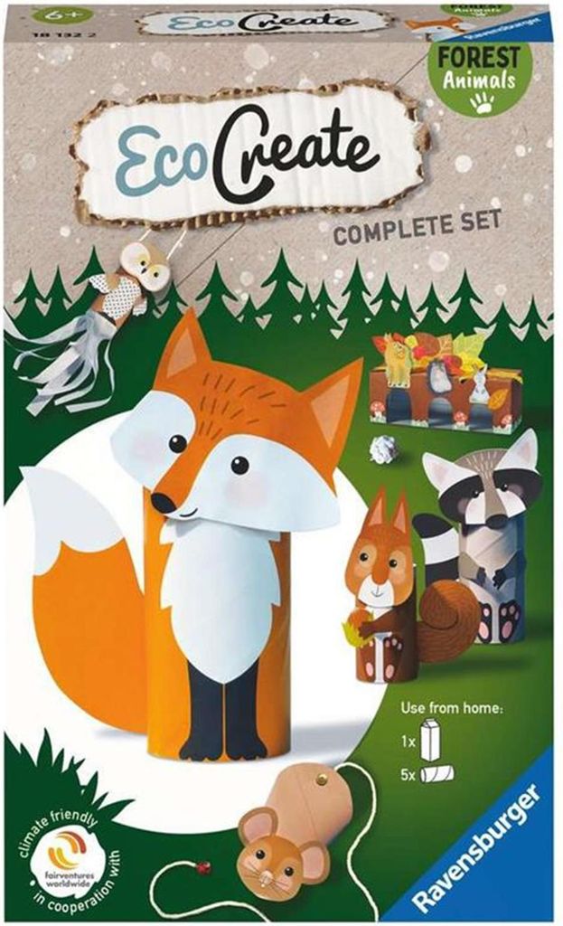 Ravensburger EcoCreate 18132 - Forest Animals - DIY Bastelset für Kinder ab 6 Jahren
