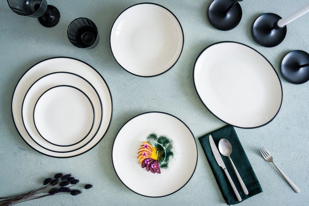 Bonna Tiefe Teller - Linea Black - Porzellan - 23 cm