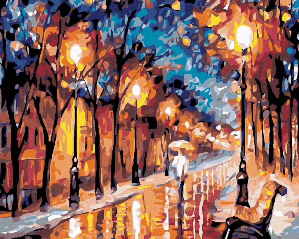 Zuty - Malen nach Zahlen - STRAßE AM ABEND, 40x50 cm, mit Keilrahmen (bereits gespannt)