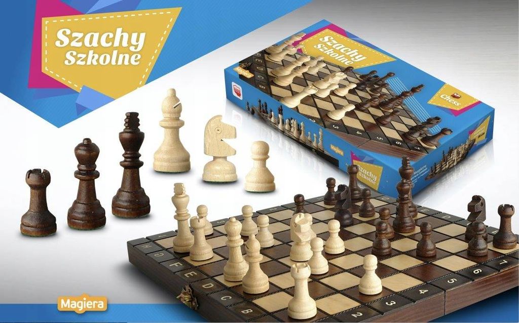 Drewniane szachy szkolne 28 cm zamykane Obrázek produktu 