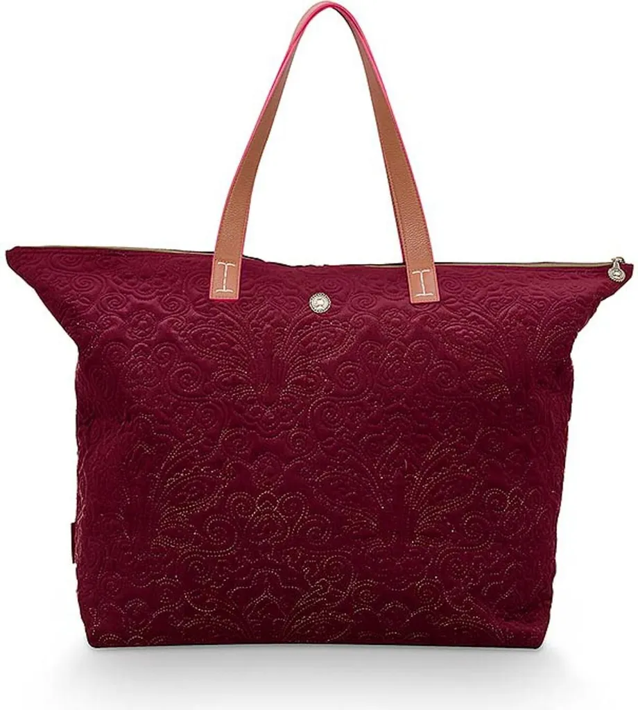 Pip Studio borsa da viaggio borsa a tracolla Tote Bag Velvet Quiltey Days Red bordeaux