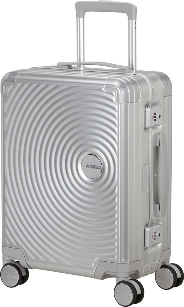 American Tourister SOUNDBOX ALU Spinner 55 cm mit TSA-Zahlenschloss silver