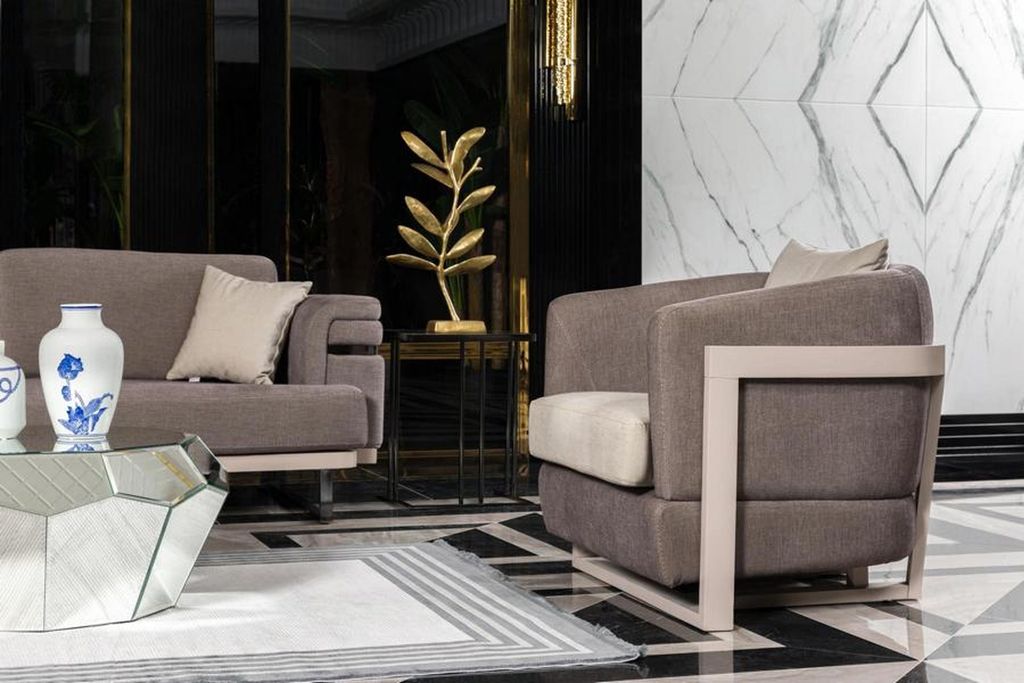 Sessel Design Couch Sofa Sitzer Textil Lounge Polster Luxus Ohren Sitz Relax