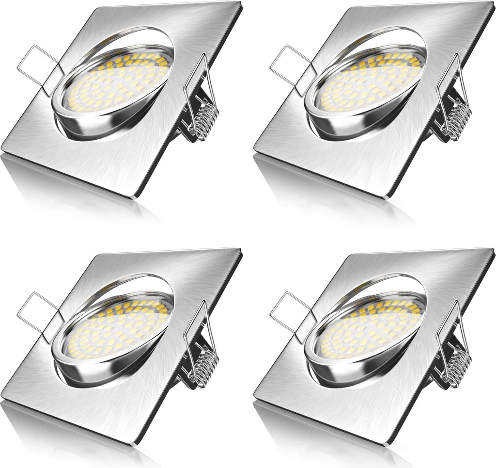 Brandson Faretti LED Professionali 4x Acciaio Inox 320lm Luce Orientabile
